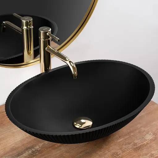 Умивальник Rea Della Black Matt накладний REA-U0274, Чорний матовий - фото 2