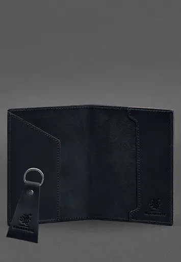 Подарочный набор кожаных аксессуаров с символикой темно-синий. - фото 5