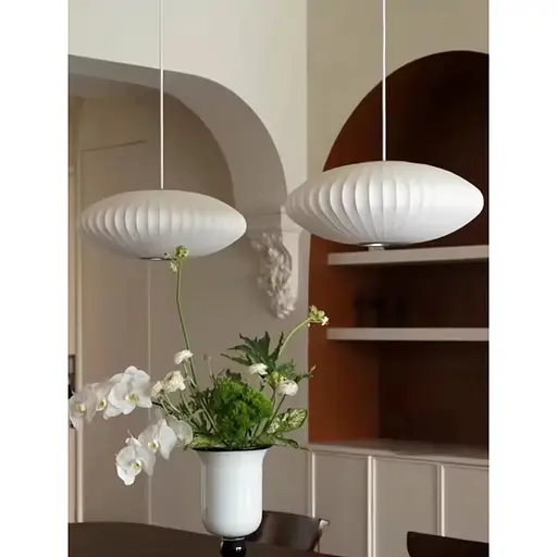 Дизайнерский светильник с полимерным овальным абажуром Ø50x24 см Line F AK03-500 x 240 Белый - фото 1