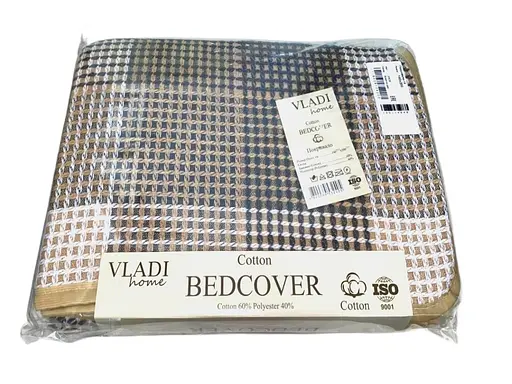 Покривало бавовняне Vladi 140х200 біло-сіро-бежеве (116000) - фото 1