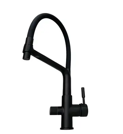 Кухонный смеситель Blide ZeroTwo с подключением к фильтру + вытяжной гусак (Черный мат)