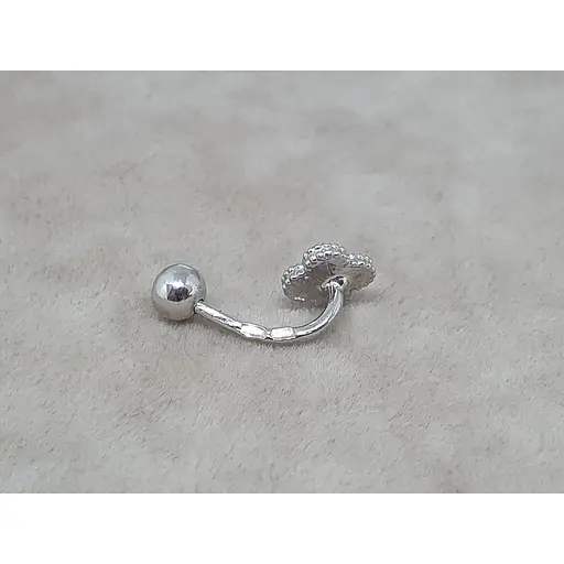 Серебряная серьга для пирсинга Астор пупка Клевер с эмалью. 9182766Р - фото 3