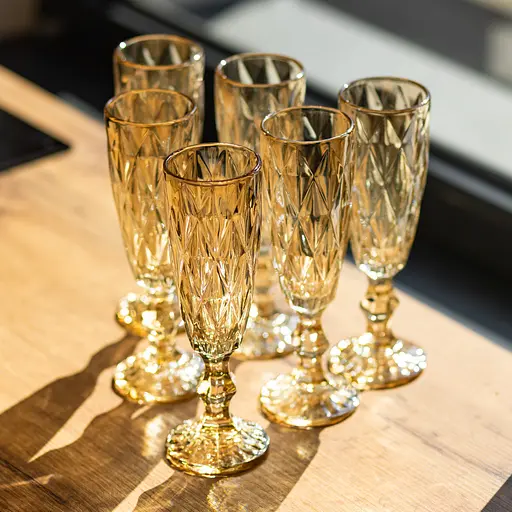 Набор бокалов для шампанского Citrine 6 штук по 180 мл. HP-19-280 прозрачный бокал для напитков игристых вин легких коктейлей - фото 2