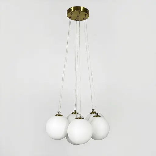 Люстра-пучок на 7 білих плафонів у латунному корпусі | Арт. MJ201/7 AB+WT | Line F - фото 2