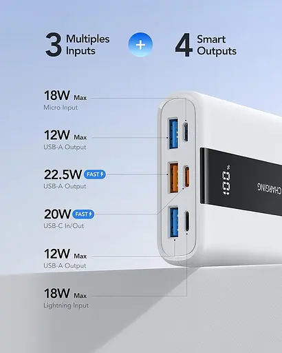 Портативний зарядний пристрій VRURC, для швидкої зарядки 2000 мАг, PD і QC 3.0 Mini Travel Essentials - фото 4