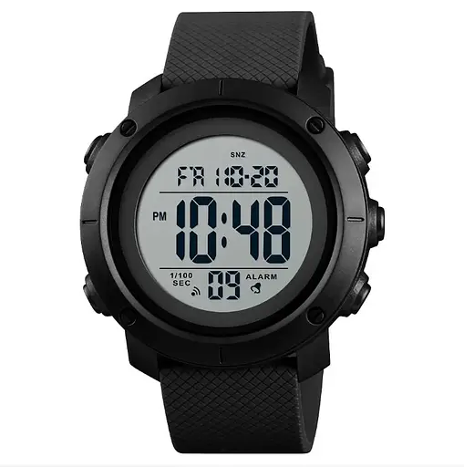 Чоловічий спортивний годинник Skmei 1426 Чорні з білим циферблатом