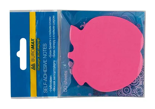 Блок для заметок Яблоко, 50 листов, неон (в ассортименте)