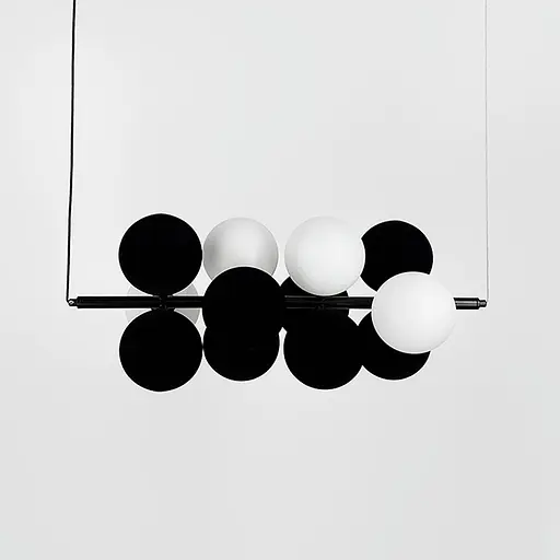 Видовжений чорний світильник на 4 білих та 8 чорних плафонів | Арт. 908/12 BK+BK+WT | Line F - фото 4