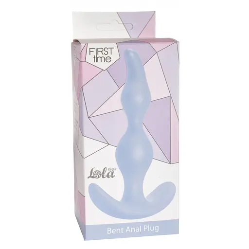 Анальна пробка Lola Games Bent Anal Plug 13 см (блакитний) - фото 4