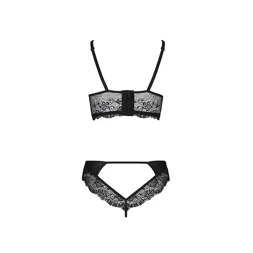 Комплект із еко-шкіри з мереживом Passion Loona Set black L/XL - фото 6
