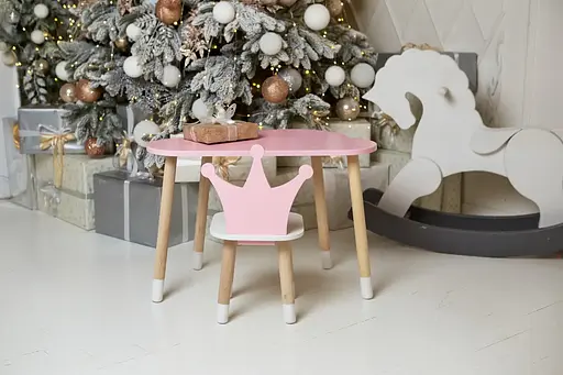 Детский комплект столик Облачко (Розовый) и стульчик Корона (Розовый с белым) - фото 6