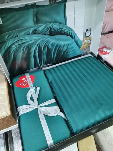 Комплект постільної білизни CottonBox Stripe Petrol Євро Різнобарвний 000230391 - фото 2
