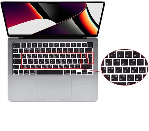 Накладка на клавіатуру DK для Apple MacBook Pro 14" 2021 - 2024 UK силікон чорний (013303) - фото 8