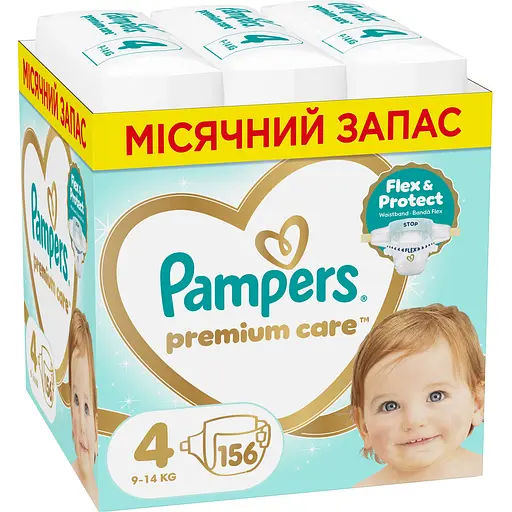 Подгузники Pampers Premium Care Размер 4 (9-14 кг) 156 шт. - фото 1