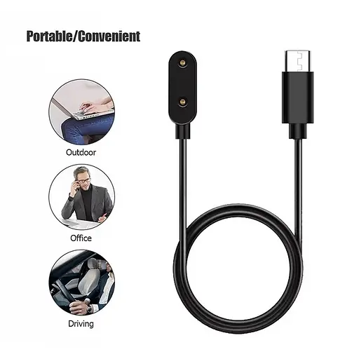 Зарядний пристрій Amazfeel для фітнес-браслета Huawei band 9, 8, 7, 6, 6Pro (Type-C - вхід) чорний - фото 3