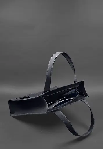 Шкіряна жіноча сумка шоппер Бетсі з кишенею синя Crazy Horse - фото 5