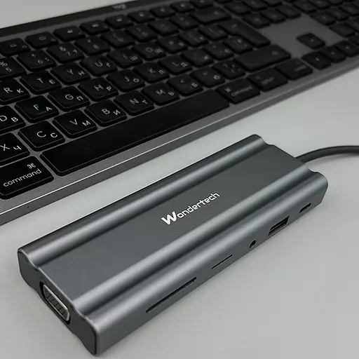 Концентратор Wondertech WT00586 Type-C Hub 10-в-1 для ноутбуков: 4x USB 3.0, 1x USB 2.0, HDMI, VGA, SD/TF, 3,5 мм jack - фото 7