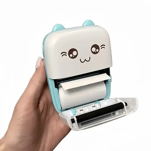 Термопринтер детский для печати с телефона с набором бумаги 10 шт белый с бирюзовым - фото 7