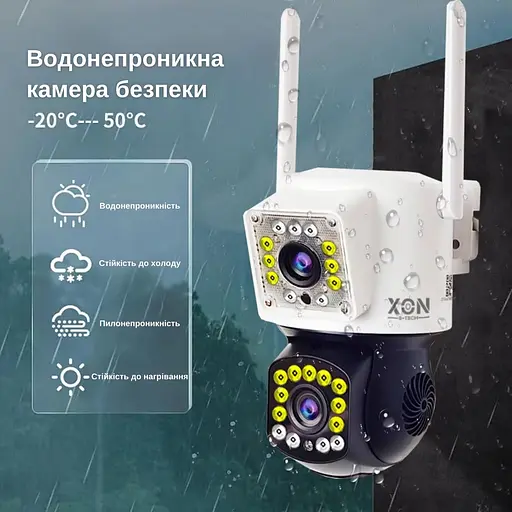 IP-камера уличная с двойным объективом XON SmartCam Wi-Fi 1080P (NCWEW22VW 7416) Белая - фото 3