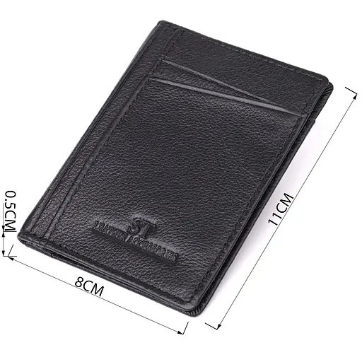 Мужской кошелек для карточек из натуральной кожи ST Leather 8х11х0.5 см acs0029622 - фото 3
