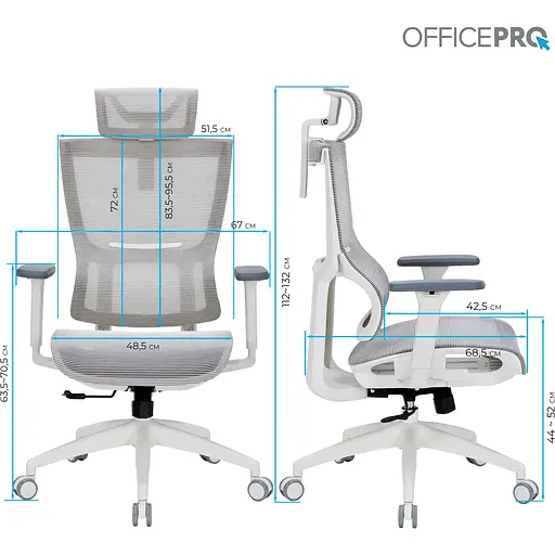 Офісне крісло OfficePro Elegant OC660-W-LG-LG White/Light Gray [148667] - фото 15