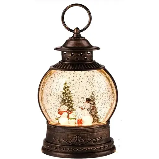 Новогодний ночник Xmas WDL-2103С музыкальный светильник с эффектом снежного вихря от батареек Черный - фото 1