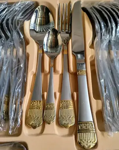 Набор столовых приборов Hoffburg HB-72920-GS на 12 персон в подарочном чемодане 72 предмета - фото 5