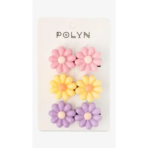 Заколки для девочки Polin 3 шт 4048A-13 Сиренево-желто-розовый - фото 1
