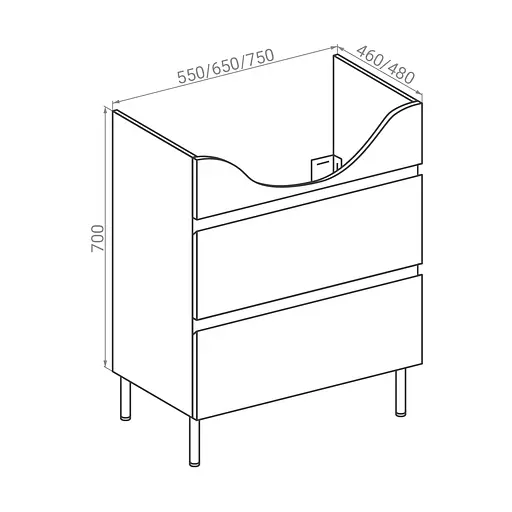 Тумба для підлоги RJ Aster-XO з умивальником RJ Lotus RZJ201 65 см Білий RJFU049-0165WHSET(RJFU049-0165WH + RZJ201) Білий - фото 2