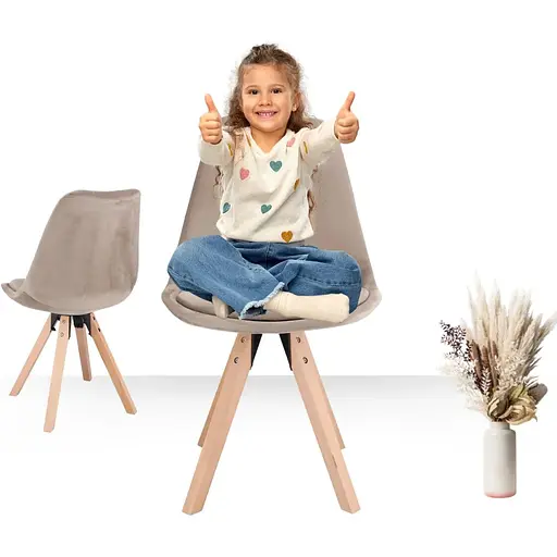 Стул Jumi Saida в скандинавском стиле с деревянными ножками бежевый - фото 7