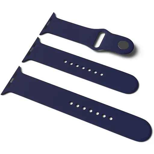 Силиконовый ремешок для Apple Watch Sport Band 38/40/41/42mm(ser.10) (S/M&M/L) 3pcs Темно-синий / Midnight blue