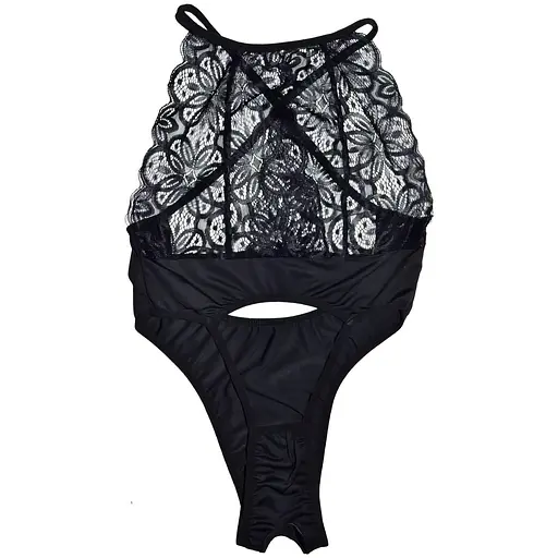 Еротичне боді з мережива та відкритим доступом S/M чорне - фото 5