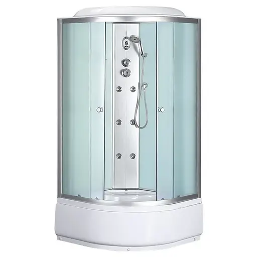 Душевой бокс с гидромассажем Mixxus Strong SBH01-90x90x215-FB Satin с высоким поддоном MI6888, Хром матовый, матовый, хром матовый - фото 1