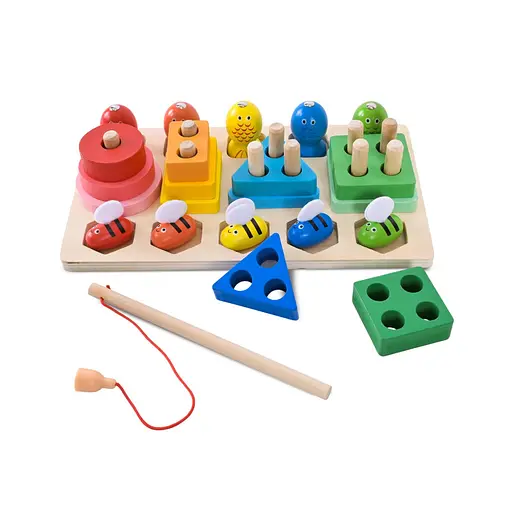 Детская деревянная игрушка "Пирамидка-сортер" Bambi C9417 рыбалка, вкладыши - фото 2