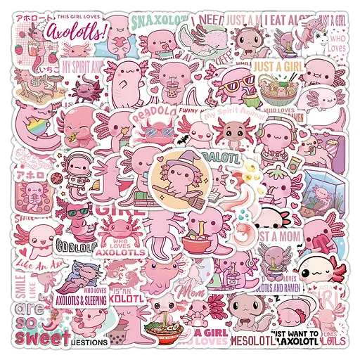 Стікерпак Аксолотль Набір наклейок GeekLand Axolotl 100 штук - фото 3