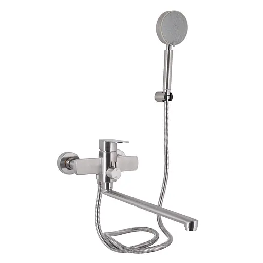 Смеситель для ванны Lidz Luna 005 (c душевым гарнитуром) (k35) LDLUN005NKS46093 Nickel Нержавеющая сталь - фото 1