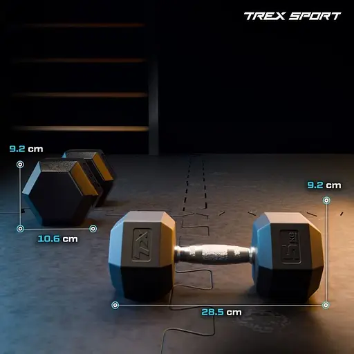 Гантеля шестигранная Trex Sport прорезиненная TX-050RD 5кг - фото 2