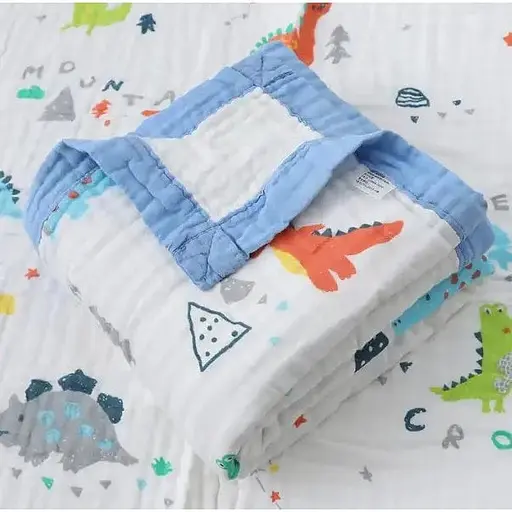 Плед дитячий мусліновий OldBro 100х110 см з красивим принтом Dino Land - фото 1