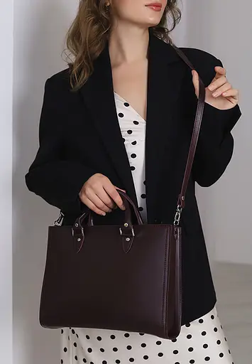 Жіноча шкіряна сумка Fancy A4 бордова - фото 2