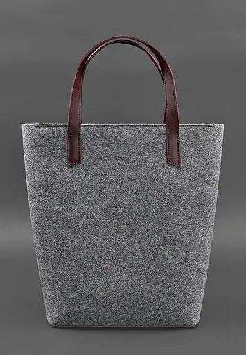 Фетрова жіноча сумка Шоппер D.D. з шкіряними бордовими вставками - фото 4