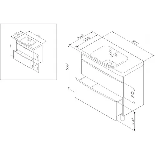 Тумба з умивальником AM.PM Like 80 см M80-FHX0802-WC0802-38 - фото 2