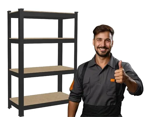 Стелаж металевий 150x70x30 4 полиці (чорний) - фото 4