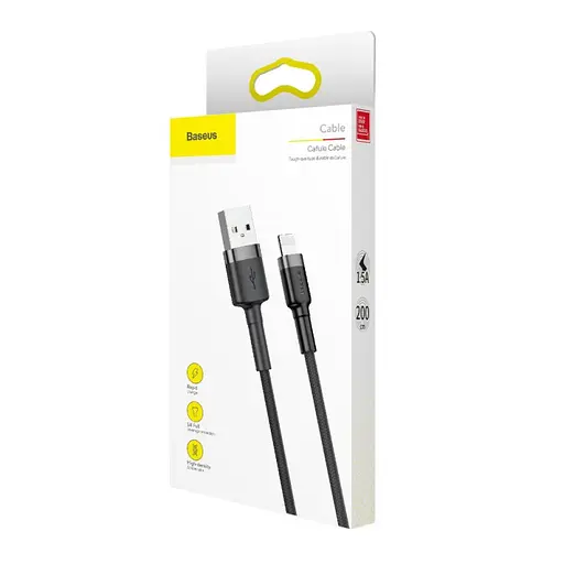 Дата кабель Baseus Cafule Lightning Cable 1.5A (2m) (CALKLF-C) Сірий / Чорний - фото 6