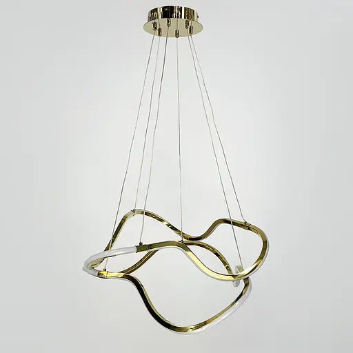 Золота люстра із двома хвилеподібними кільцями d70 см | Арт. Y 405-700+700 GD | Line F - фото 9
