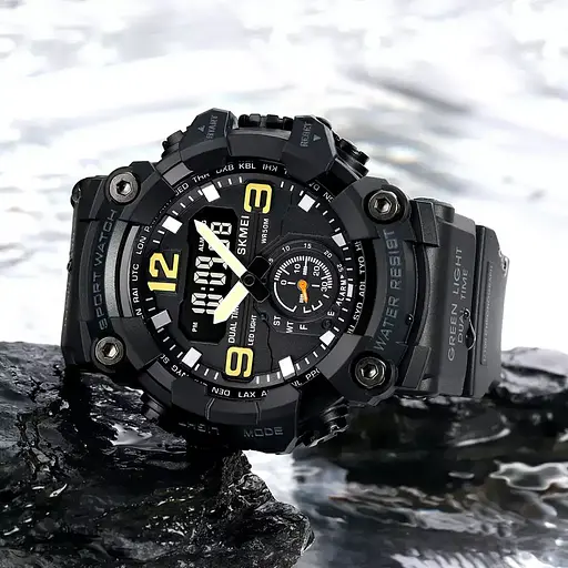 Чоловічий спортивний наручний годинник Skmei 1965 (Чорний) - фото 4