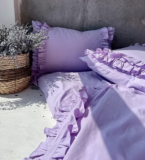 Комплект постільної білизни двоспальний з рюшами 180х200 см варена бавовна White Dream Ліловий (2003/1R) - фото 8