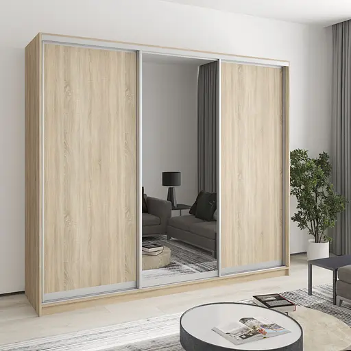 Шафа-купе тридверна MebelStar Уні AL 2ДСП/Дзеркало 240x45x210 см Дуб сонома (MBS-3083)