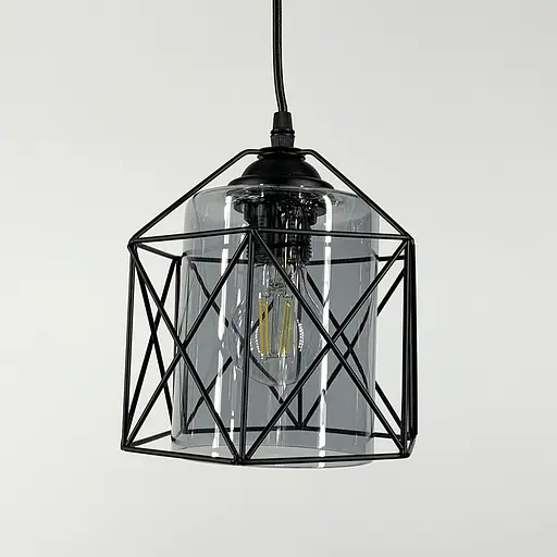 Світильник підвісний в чорному корпусі з скляним плафоном | Line F | Арт. 11770/1 BK - фото 6