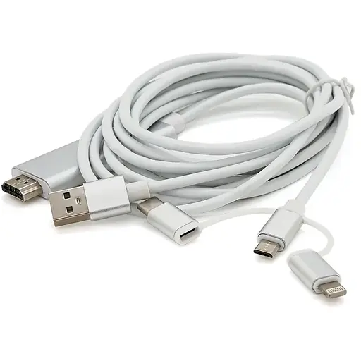 Конвертер MHL Type-C/Micro/Lighting (папа) + USB (папа) => HDMI(папа) 1.8м, Black, 4K/2K, BOX
