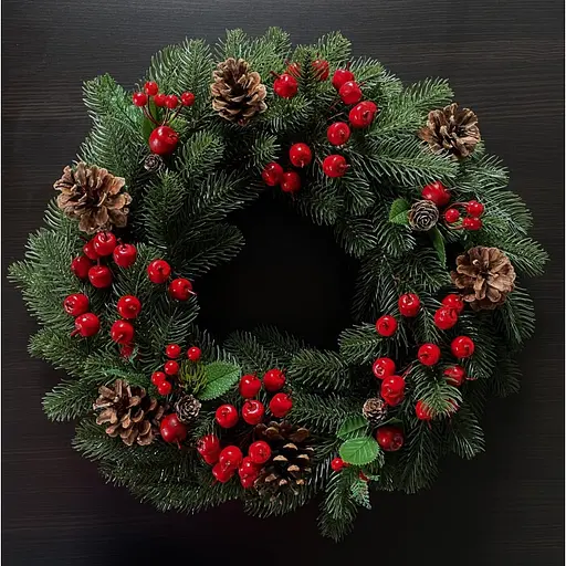 Венок хвойный рождественский Hvoya Lux литой зеленый 40 см - фото 6